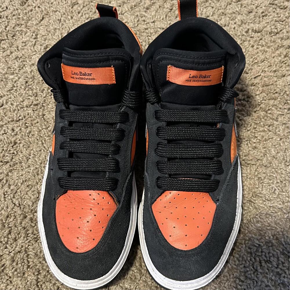 Nike Skateboarding Shoe - Leo Baker Black Orange Size 9.5
